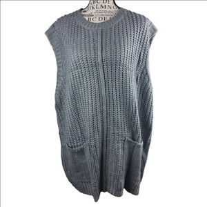Gray Sleeveless Knit Sweater Large Womens